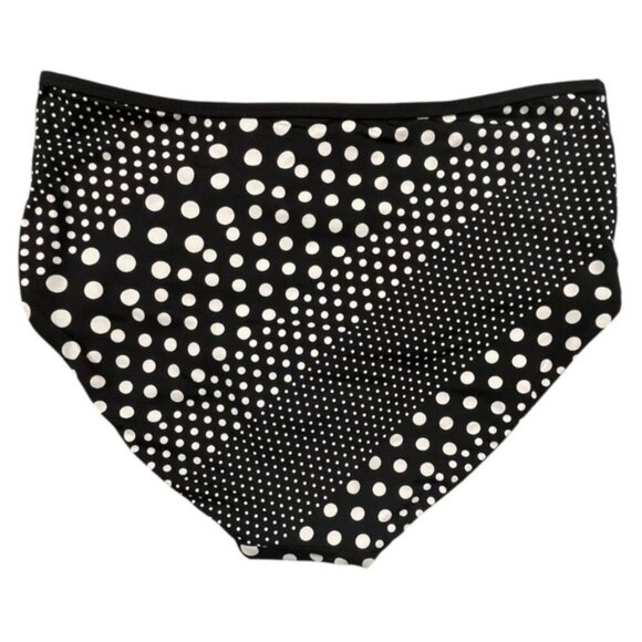 Lands’ End Reversible High-Waisted Bikini Bottom Black Polka Dot Size 12 NWT - Picture 3 of 9
